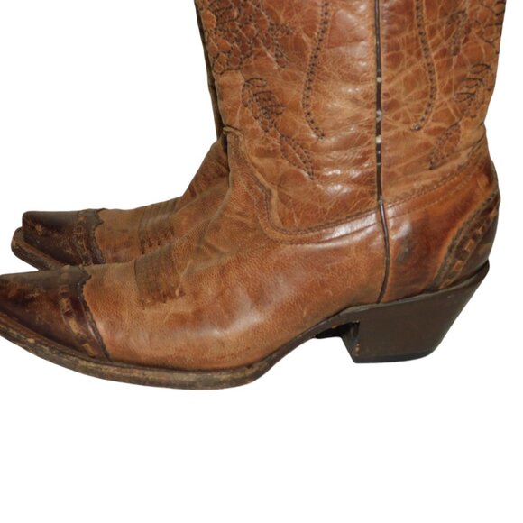 Corral Cowgirl Boots A2500 Brown Leather Embroidered Western Snip Toe Size 6M - Picture 11 of 16